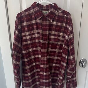 L.L. Bean Burgundy Plaid Flannel Shirt
